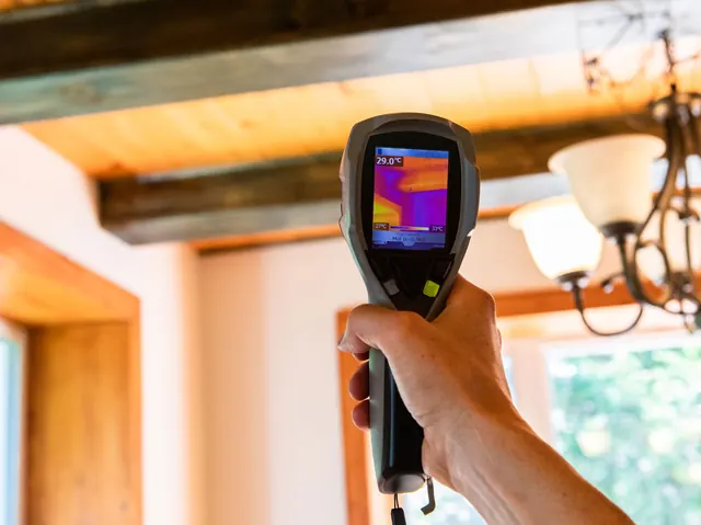Thermal camera used to trace moisture during the inspection