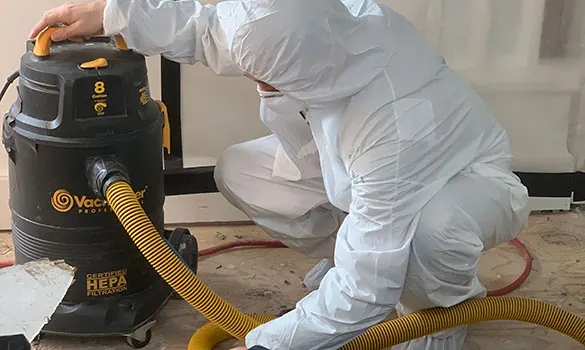 HEPA vacuum capturing spores and debris